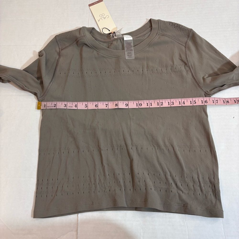 CALIA Women's Pointelle Seamless Long Sleeve T-Shirt Dark Grey NEW L/XL - Picture 13 of 14